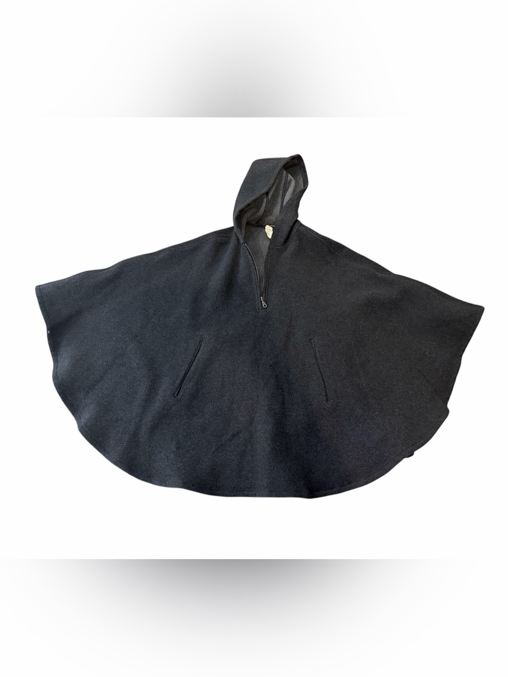 Woolrich vintage gray wool hooded 1/4 zip cape poncho